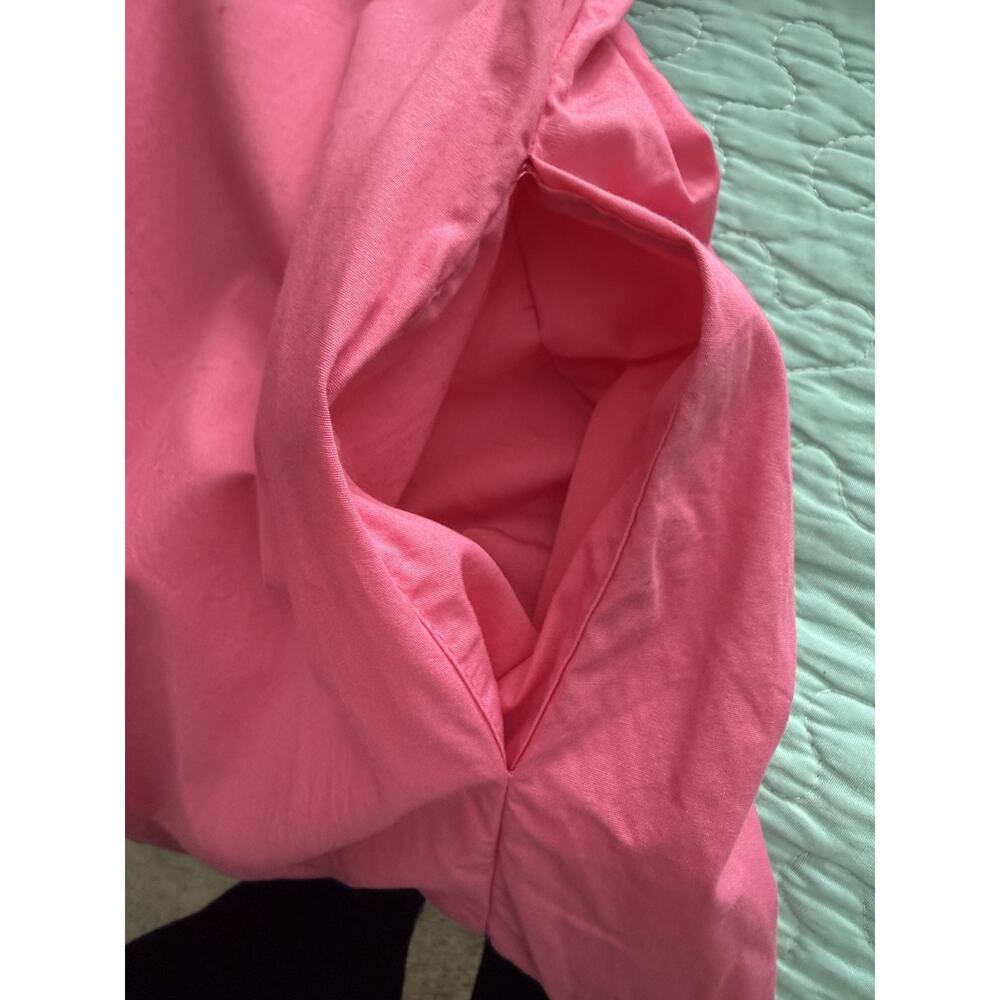 MAUDE VIVANTE Pink Dress Puffed Sleeves Size L V-Neck Cotton Cotttagecore - Picture 5 of 9